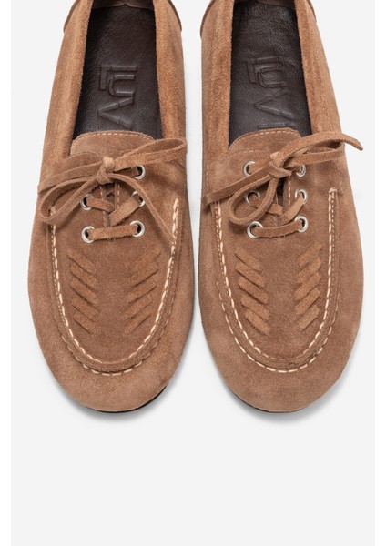 Lorven Toprak Süet Hakiki Deri Bağcıklı Kadın Loafer Ayakkabı fiyatları