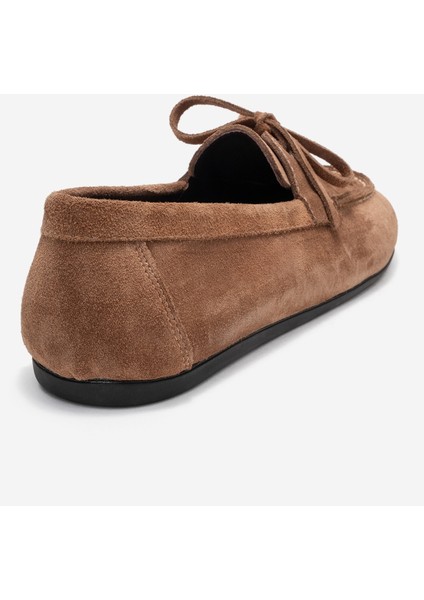 Lorven Toprak Süet Hakiki Deri Bağcıklı Kadın Loafer Ayakkabı indirimleri