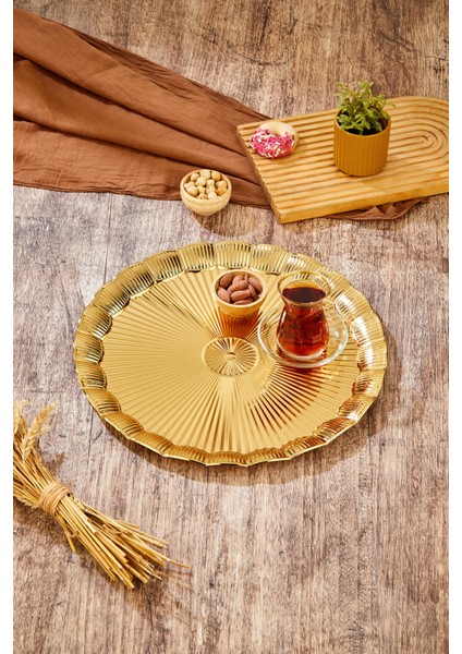 35 cm Gold Tepsi – Parlak Yüzeyli Şık Servis ve Sunum Tepsisi fiyatları