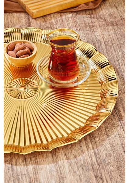 35 cm Gold Tepsi – Parlak Yüzeyli Şık Servis ve Sunum Tepsisi modelleri