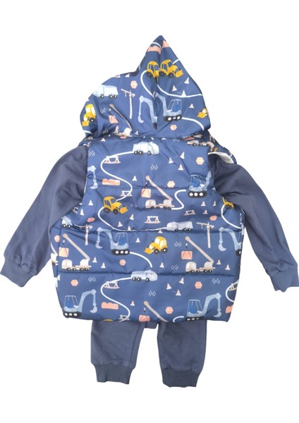 Laura Baby Araba Desenli Erkek Bebek/çocuk Yelekli Alt Üst Takım modelleri