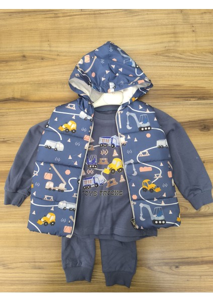 Laura Baby Araba Desenli Erkek Bebek/çocuk Yelekli Alt Üst Takım fırsatları