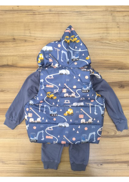 Laura Baby Araba Desenli Erkek Bebek/çocuk Yelekli Alt Üst Takım indirimleri