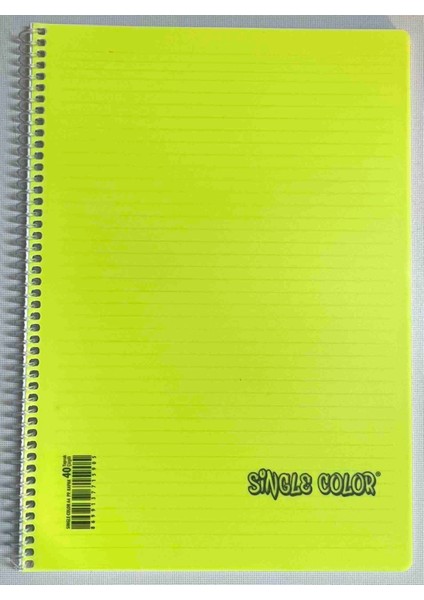Sıngle Color A4 40 Yaprak Çizgili Pp Kapak Spiralli Defter Sarı