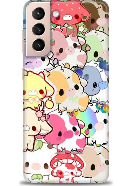 Samsung Galaxy S21 Hd Baskılı Kılıf + Seramik Tam Kaplayan Ekran Koruyucu 491