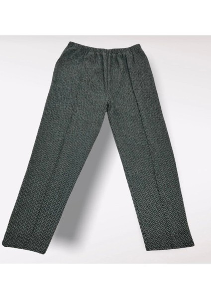 Kadın Kışlık Balık Sırtı Desenli Anne Pantolonu