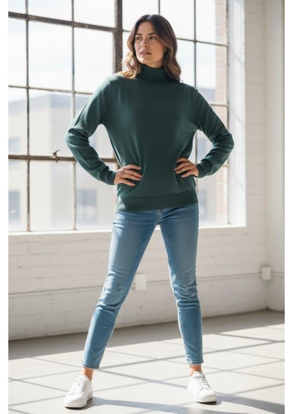 Uzun Kollu Haki Balıkçı Yaka Kazak (Unisex) modelleri