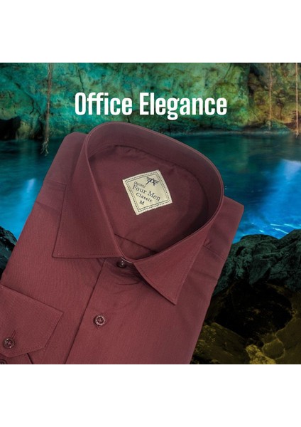 Klasik %100 Cotton Uzun Kollu Terletmeyen Kışlık Flanel Kumaş Bordo Gömlek (Regular Kalıp)