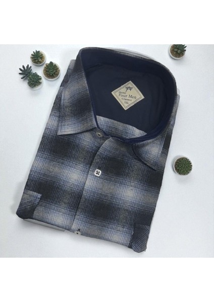 Klasik %100 Cotton Uzun Kollu Terletmeyen Kışlık Flanel Kumaş Siyah Gömlek (Regular Kalıp) fiyatları