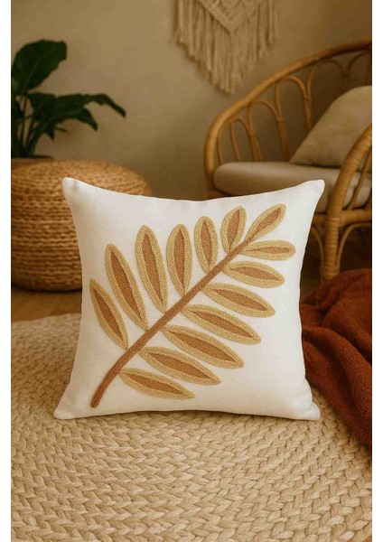 45*45 Punch Bohem Tarzi Keten Üzeri Kırlent Kılıfı ,punch Kirlent Kilifi