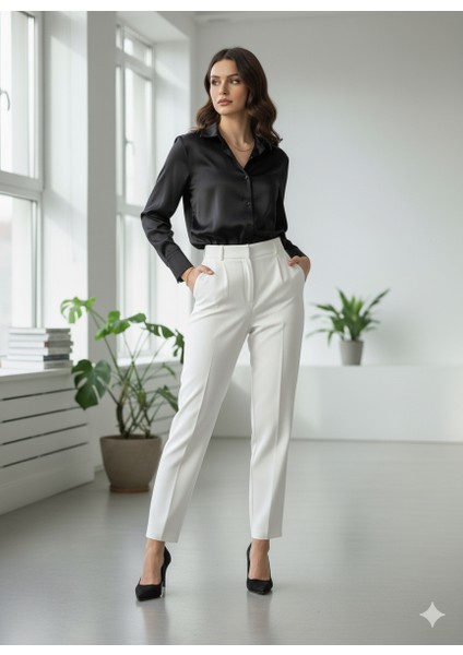 “kadın Saten Dokulu Şık Uzun Kollu Gömlek – Ofis & Günlük Kullanıma Uygun Bluz” fiyatları