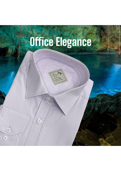 Klasik %100 Cotton Uzun Kollu Terletmeyen Kışlık Flanel Kumaş Lila Gömlek (Regular Kalıp)