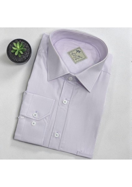 Klasik %100 Cotton Uzun Kollu Terletmeyen Kışlık Flanel Kumaş Lila Gömlek (Regular Kalıp) fiyatları