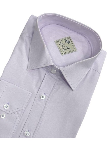 Klasik %100 Cotton Uzun Kollu Terletmeyen Kışlık Flanel Kumaş Lila Gömlek (Regular Kalıp) modelleri