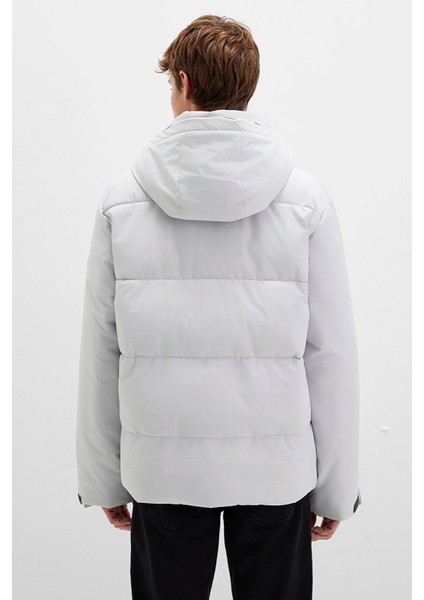 Erkek Kapüşonlu Gri Şişme Mont 0110675-70074 fiyatları