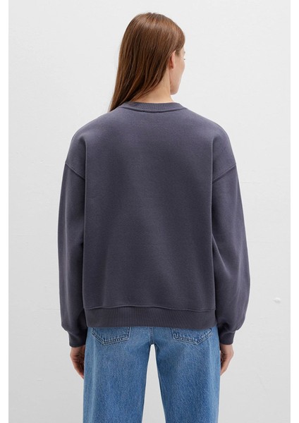 Kadın Mavi Logo Baskılı Antrasit Sweatshirt 1S10490-80932 fırsatları