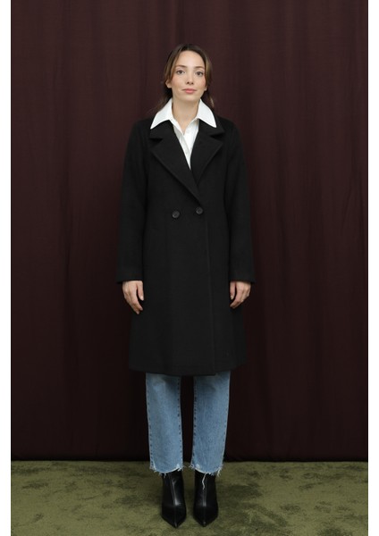 Kadın Kruvaze Yaka Kaşe Kaban -15194KBN modelleri