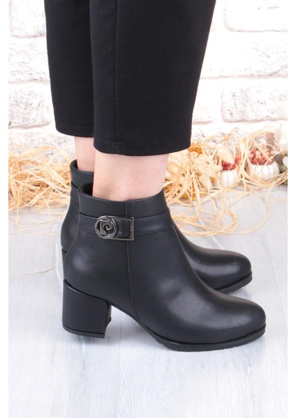 54191 Siyah Cilt Sıcak Astar Kalın Topuklu Kadın Bot fiyatları
