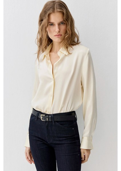 Kadın Ekru Ipek Gömlek 1211269-70053