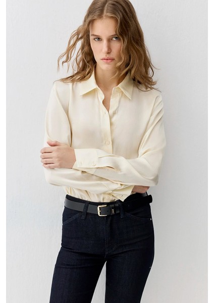 Kadın Ekru Ipek Gömlek 1211269-70053 fiyatları