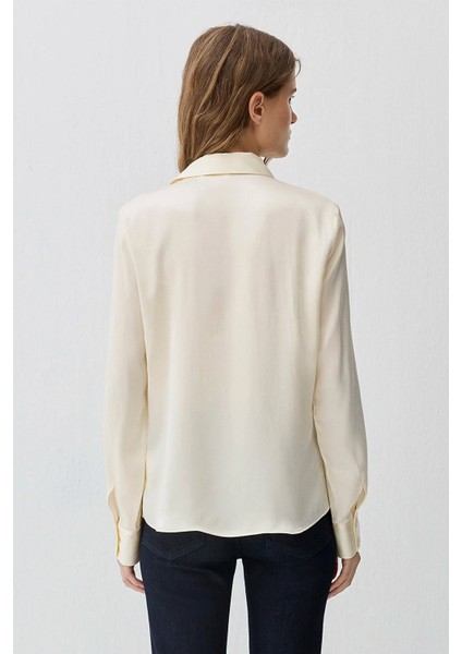 Kadın Ekru Ipek Gömlek 1211269-70053 fırsatları