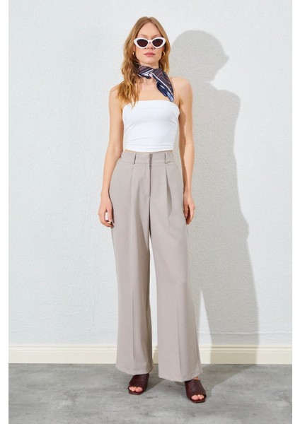 Çift Fleto Poliviskon Pantolon - Vizon modelleri