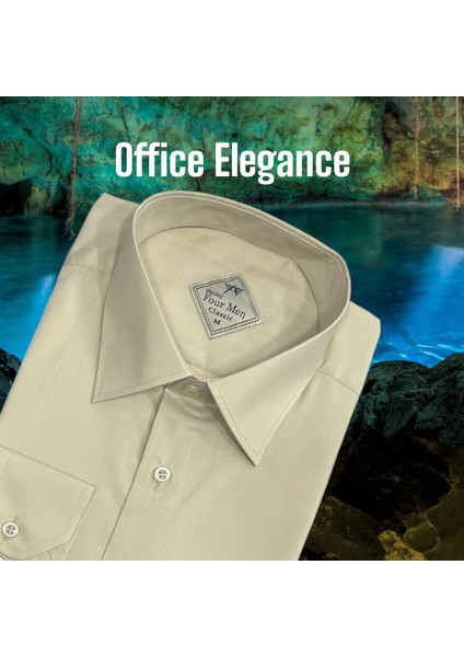 Klasik %100 Cotton Uzun Kollu Terletmeyen Kışlık Flanel Kumaş Krem Gömlek (Regular Kalıp)