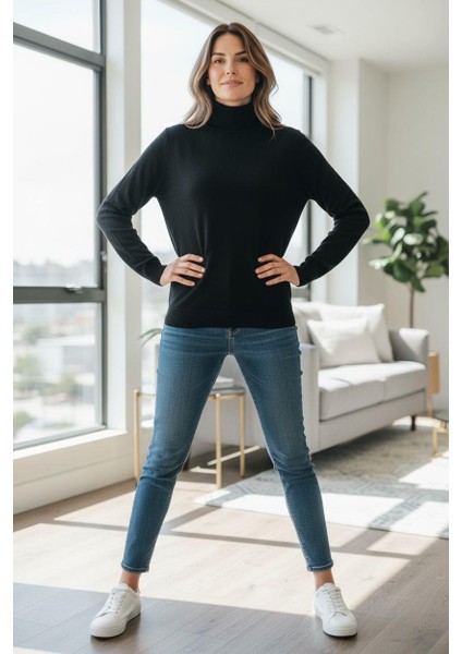 Uzun Kollu Siyah Balıkçı Yaka Kazak (Unisex) fiyatları