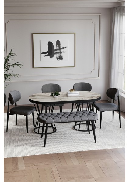 Bohem Polo Mutfak Masası Takımı 6 Kişilik Bencli fiyatları