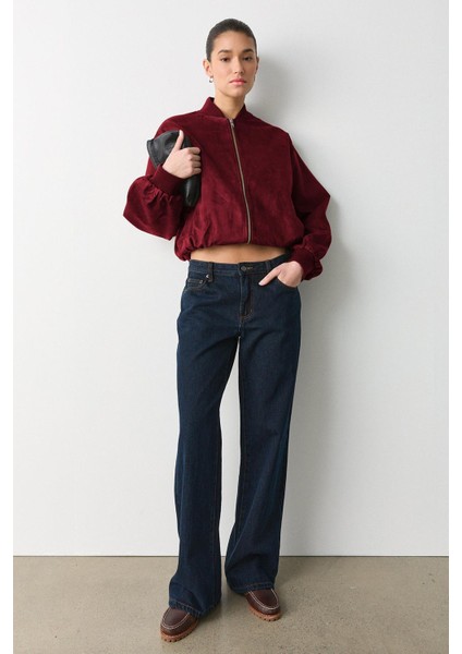 Bordo Astarlı Kadın Bomber Ceket MG2545 modelleri