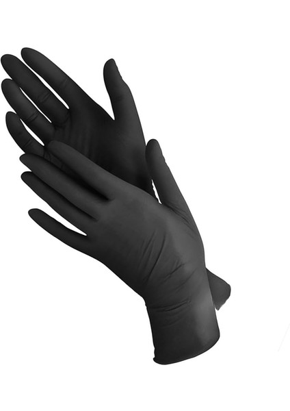 Siyah Nitril Eldiven 100'LÜ Paket - Tek Kullanımlık, Pudrasız Çok Amaçlı Eldiven