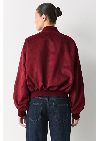 Bordo Astarlı Kadın Bomber Ceket MG2545 fırsatları