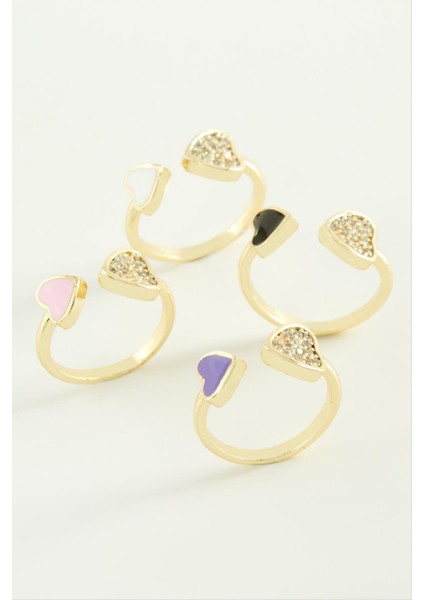 Techmrt Kalp Taşlı Mineli Eklem Yüzük-Sarı modelleri