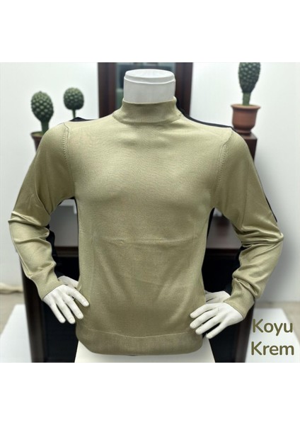 Uzun Kollu Bej Balıkçı Yaka Kazak (Unisex) modelleri