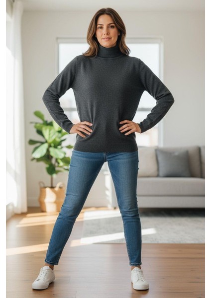 Uzun Kollu Antrasit Balıkçı Yaka Kazak (Unisex) fiyatları