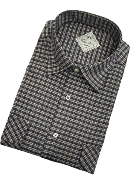 Klasik Geniş Kesim Ekoseli Flanel Çift Cepli Uzun Kollu Erkek Gömlek