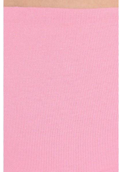 Kadın Slim Fit Dar Kesim Pamuklu Straplez Pembe Bluz