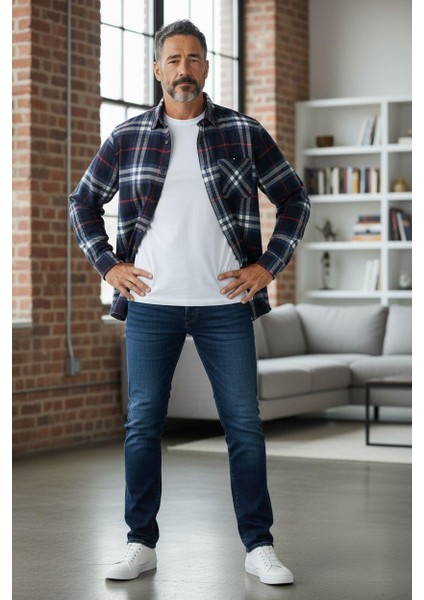 Kışlık Pamuklu Uzun Kollu Cepli Erkek Oduncu Gömlek (Slim Fit) fiyatları