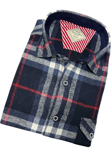 Kışlık Pamuklu Uzun Kollu Cepli Erkek Oduncu Gömlek (Slim Fit) modelleri