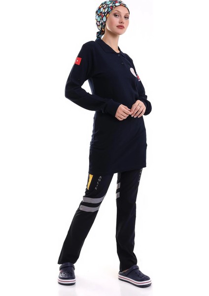 112 Acil Sağlık Yakalı Tshirt Tunik Baskılı - Lacivert fırsatları