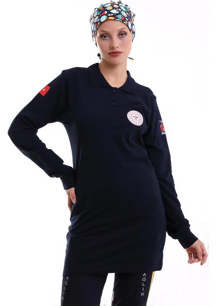 112 Acil Sağlık Yakalı Tshirt Tunik Baskılı - Lacivert indirimleri