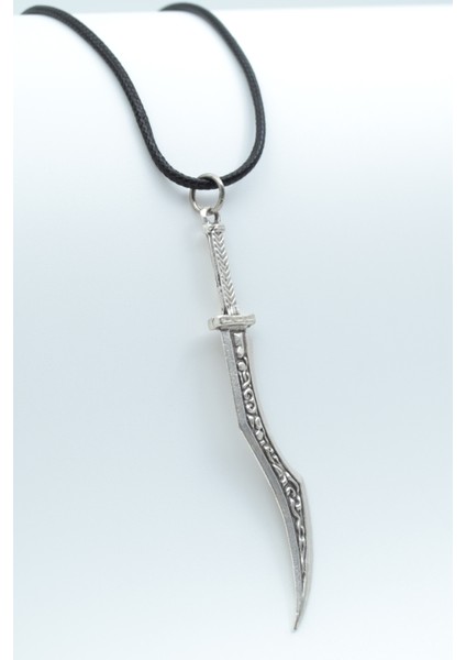 Kılıç Gümüş Kaplama Deri Ip Kolye