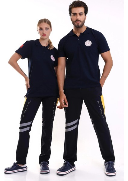 112 Acil Sağlık Yakalı Tshirt Kısa Kol Baskılı - Lacivert fırsatları