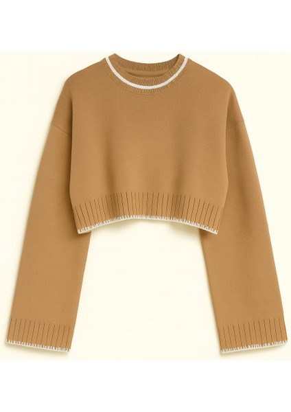 Tığ Işlemeli Kadın Crop Kazak fiyatları