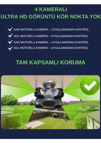 IO781 WİFİ Güvenlik Kamerası 4 Kameralı 20MP ULTRA HD PTZ Hareketli Sesli Gece Görüşlü Akıllı Kamera fiyatları