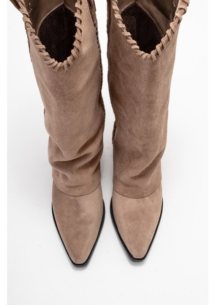 Tyler Toprak Süet Hakiki Deri Dikişli Kadın Western Çizme fiyatları