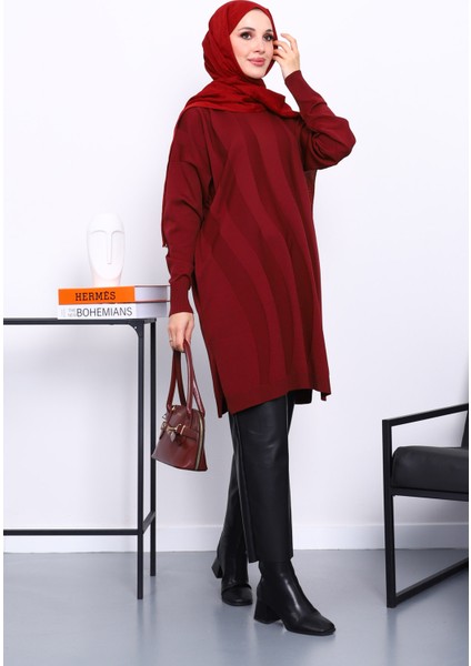 Bordo Soğuk İplik Merserize Triko Tunik fiyatları