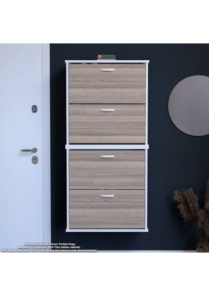 UMAY' 2 Li Asma Antre Hol 72x156x 25, 5 cm’ lik 4 Düşer Kapak 8 Göz Bölmeli Ayakkabılık