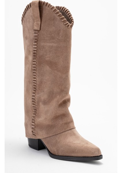 Tyler Toprak Süet Hakiki Deri Dikişli Kadın Western Çizme modelleri