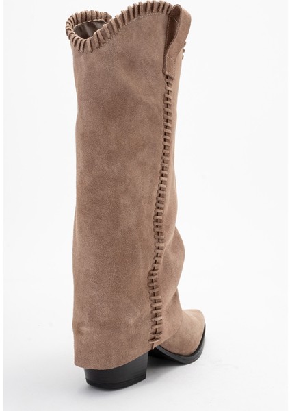 Tyler Toprak Süet Hakiki Deri Dikişli Kadın Western Çizme indirimleri